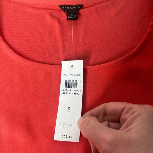 NWT Ann Taylor Women's Peplum Blouse Size Small Long Sleeve Coral - Picture 5 of 6